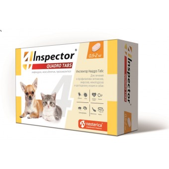 Инспектор Inspector QUADRO Tabs для кошек и собак 0,5-2кг (уп.4таб.)