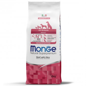 Monge Dog Monoprotein All Breeds Beef and Rice корм для собак всех пород говядина с рисом 12 кг