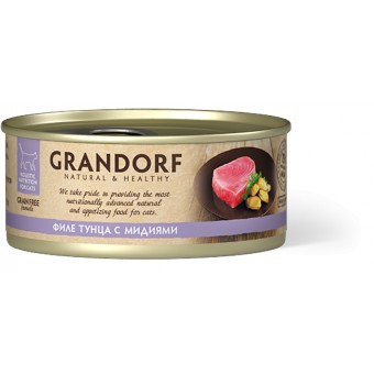 GRANDORF Филе тунца с мидиями в собственном соку 70г
