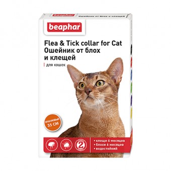 Беафар Flea&Tric collar ошейник от блох для кошек Оранжевый, 1 шт