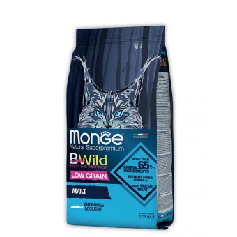 Monge Cat BWild LOW GRAIN низкозерновой корм из анчоуса для взрослых кошек 1,5 кг
