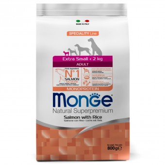 Monge Dog Speciality Extra Small корм для взрослых собак миниатюрных пород лосось с рисом 800г