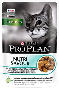 Перейти на страницу товара PRO PLAN Sterilised для кошек, Океаническая рыба в желе 85г