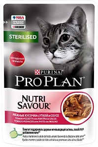 Перейти на страницу товара PRO PLAN Sterilised для кошек, Утка в соусе 85г