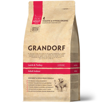 Перейти на страницу товара GRANDORF Ягненок с индейкой для домашних кошек 2 кг