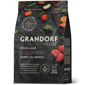 Перейти на страницу товара GRANDORF FRESH Ягненок с бататом для щенков всех пород 3 кг