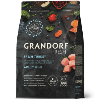Перейти на страницу товара GRANDORF FRESH Индейка с бататом для собак мелких пород 1 кг