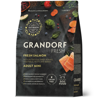 Перейти на страницу товара GRANDORF FRESH Лосось с бататом для собак мелких пород 3 кг