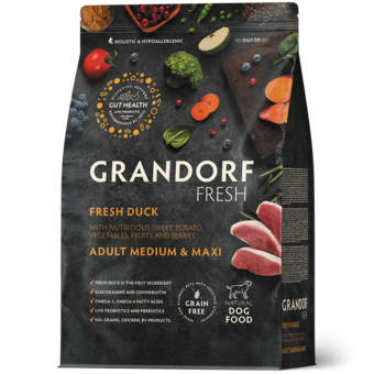 Кликните для увеличения изображения GRANDORF FRESH Утка с бататом для собак средних и крупных пород 10 кг